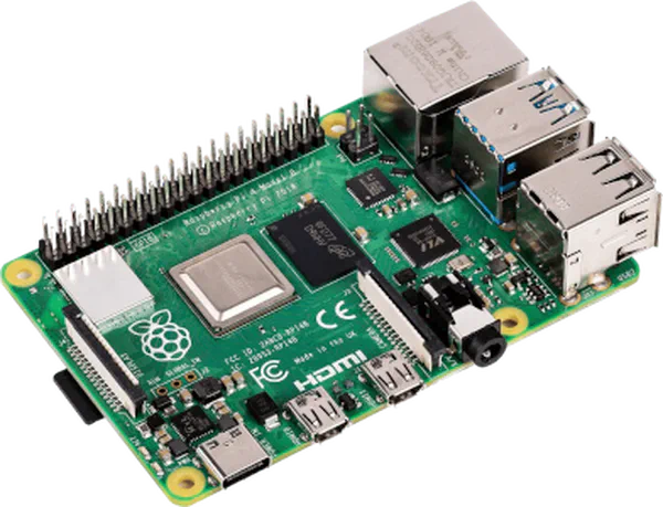 RaspberryPi 4GB: A palm-sized single-board computer with a quad-core ARM CPU and 4GB RAM that runs full Linux.