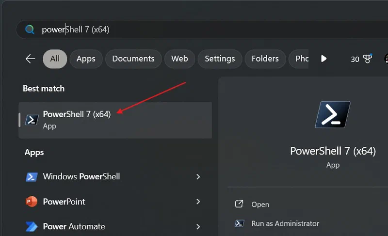 PowerShell in the Start Menu