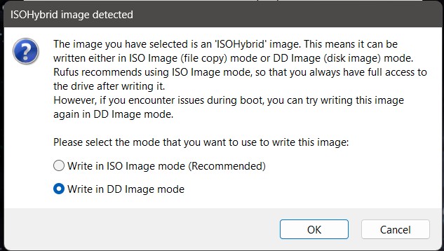 Rufus DD Mode