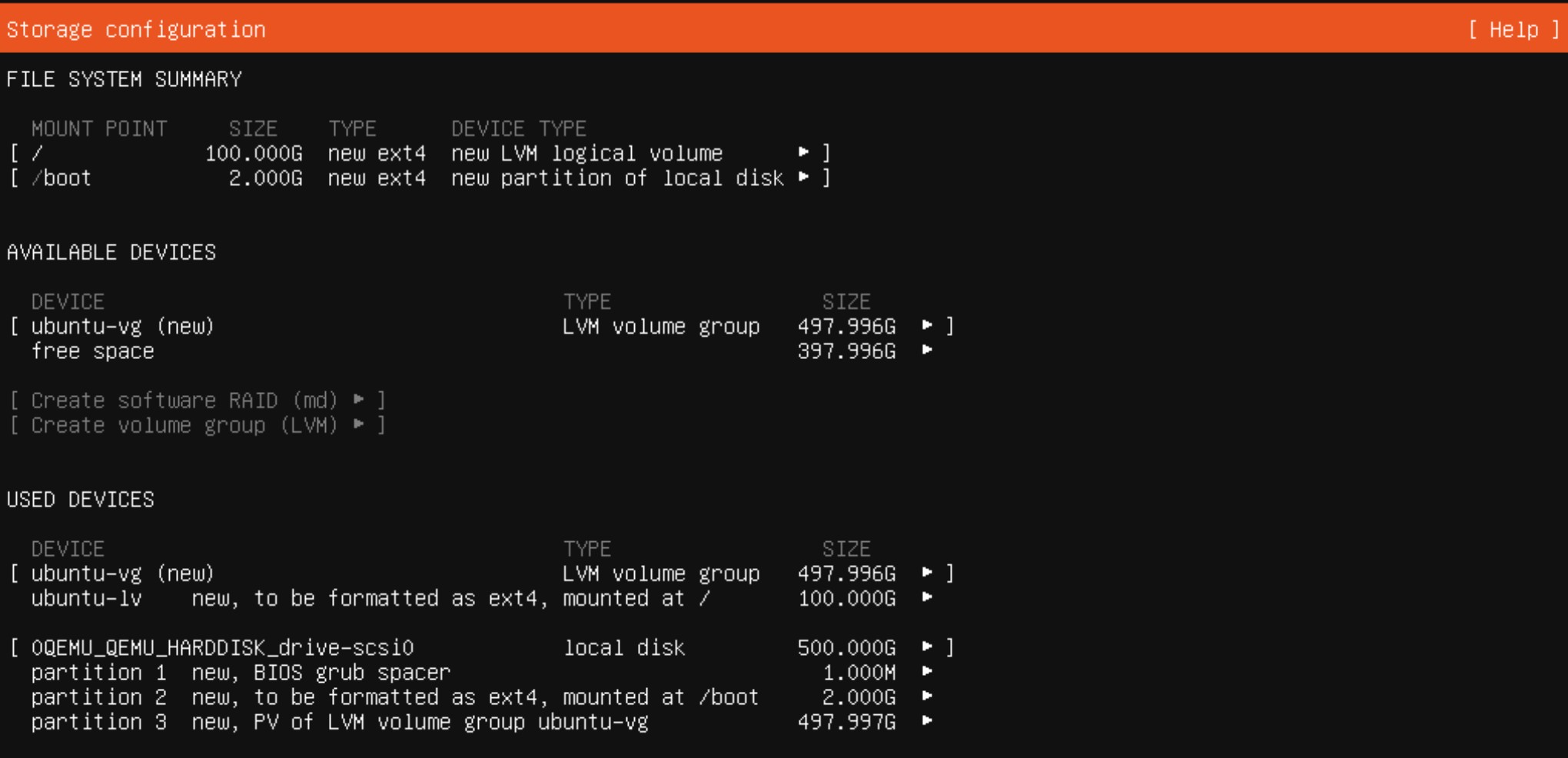 Ubuntu Storage Summary