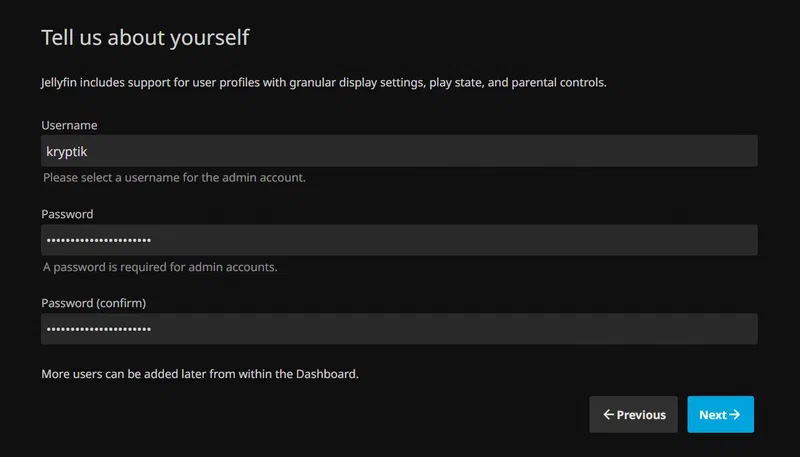 Jellyfin Username Screen